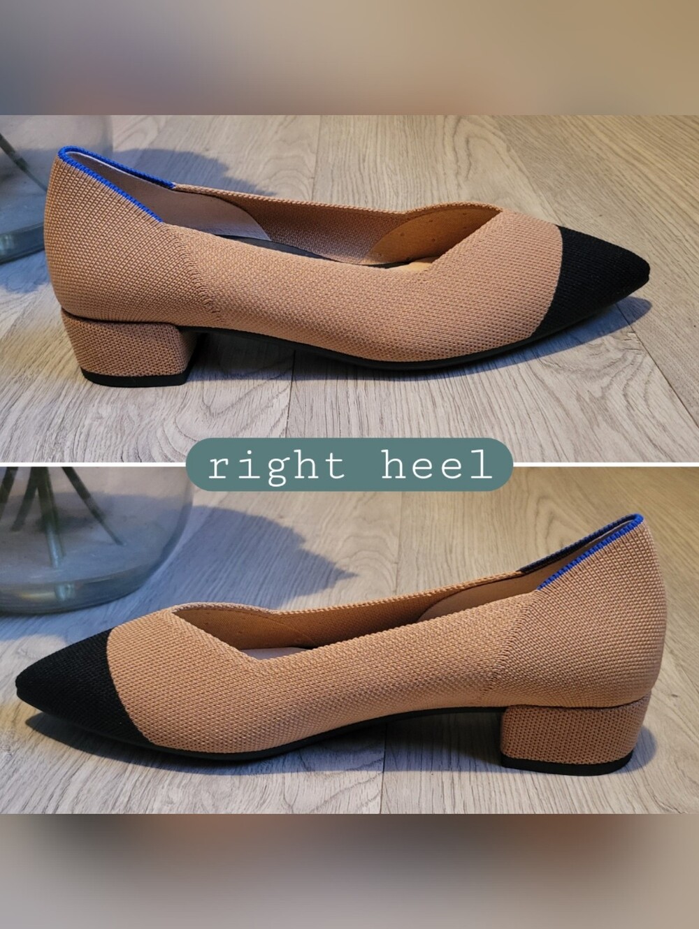 Rothy's The High Point Wren Beige & Black Cap-Toe Heel, Women's US 8.5 EU 38.5 - Picture 8 of 16